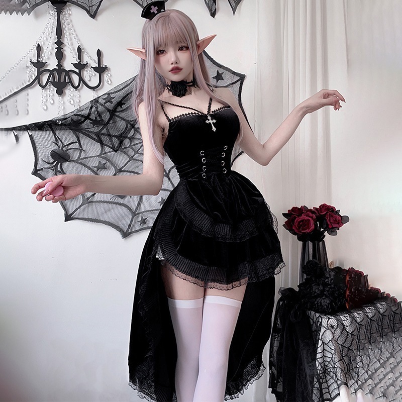 正規品販売暗黒y 2k亜文化コスプレ衣装女性ハロウィーン アニメコスチュームショー小悪魔cos服