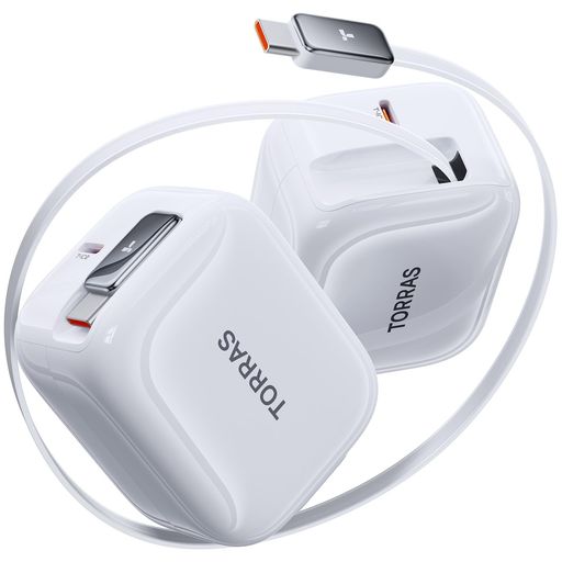 【2025年強化版】TORRAS FLEXLINE 40W 充電器 TYPE-C 急速充電器 自動巻き取り式 タイプCケーブルー体型 2ポート PSE技術基準適合 折りたたみ式プラグ 持ち運び便利 伸その他スマートフォン用アクセサリー