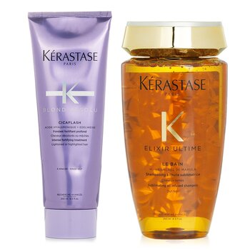 Kerastase ブロンド アブソリュ セット 3: シャンプー & 補強トリートメント (明るくしたまたはハイライトされた髪用)