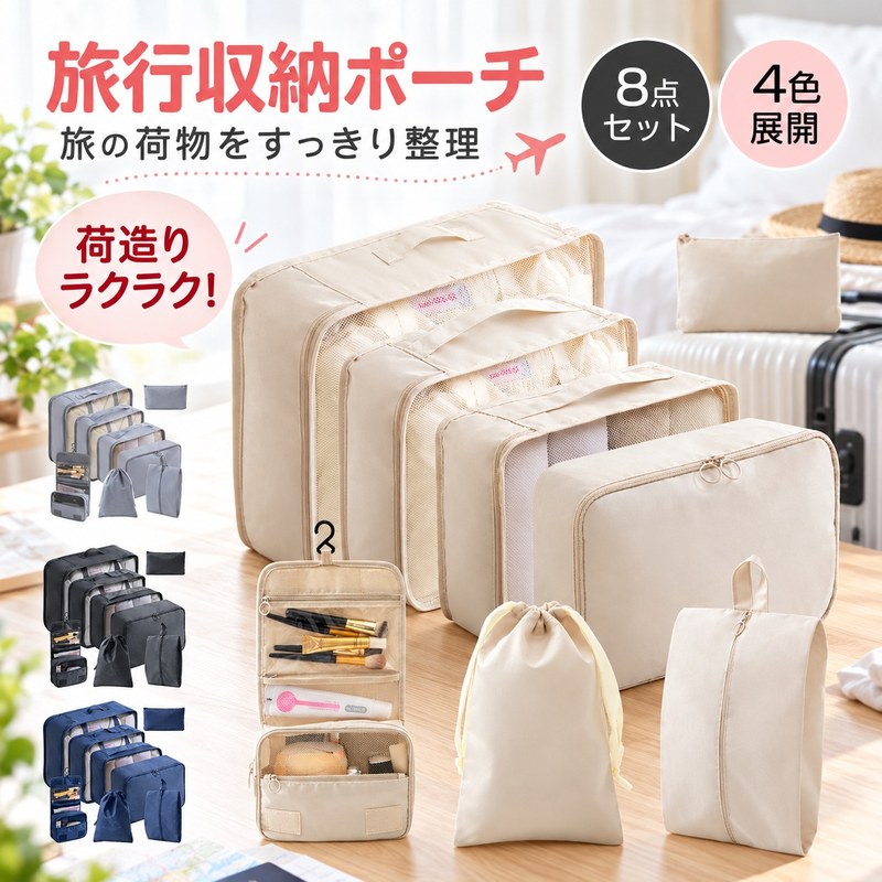 Qoo10] 【本日限定】8点セット トラベルポーチ