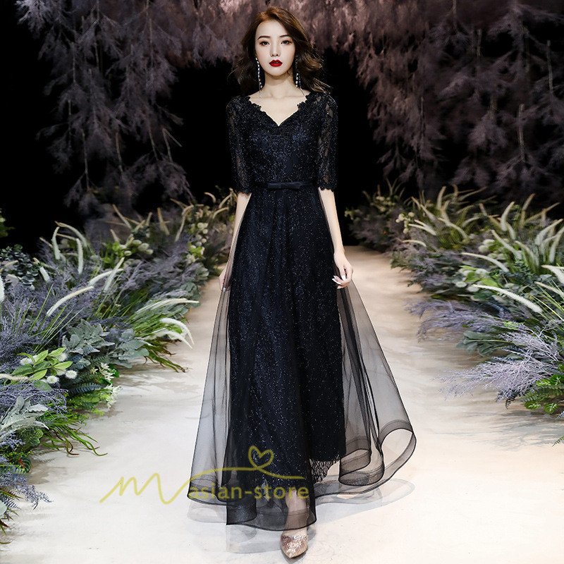 ワンピース レディース トップス ロング マキシ丈 袖あり ロングドレス 演奏会 結婚式 パーティ 8,266円