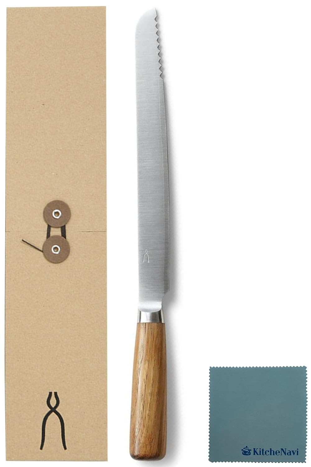 【抗菌炭化木】包丁工房 タダフサ パン切り包丁 230mm 日本製 [新潟県 三条産] ぱんきり包丁 パン切りナイフ ブレッドナイフ bread knife 栗材 庖丁工房 忠房 クロス付き