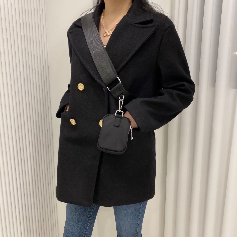 금장 버튼 A라인 더블 숏코트