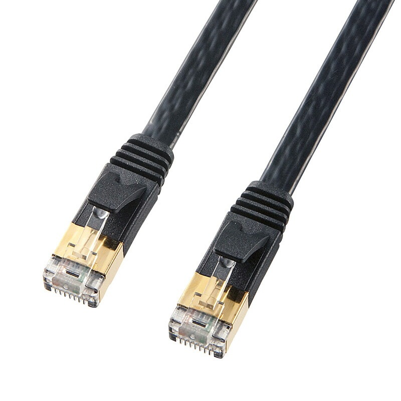 （まとめ買い）カテゴリ7フラットLANケーブル 7m ブラック KB-FL7-07BKN [x3]