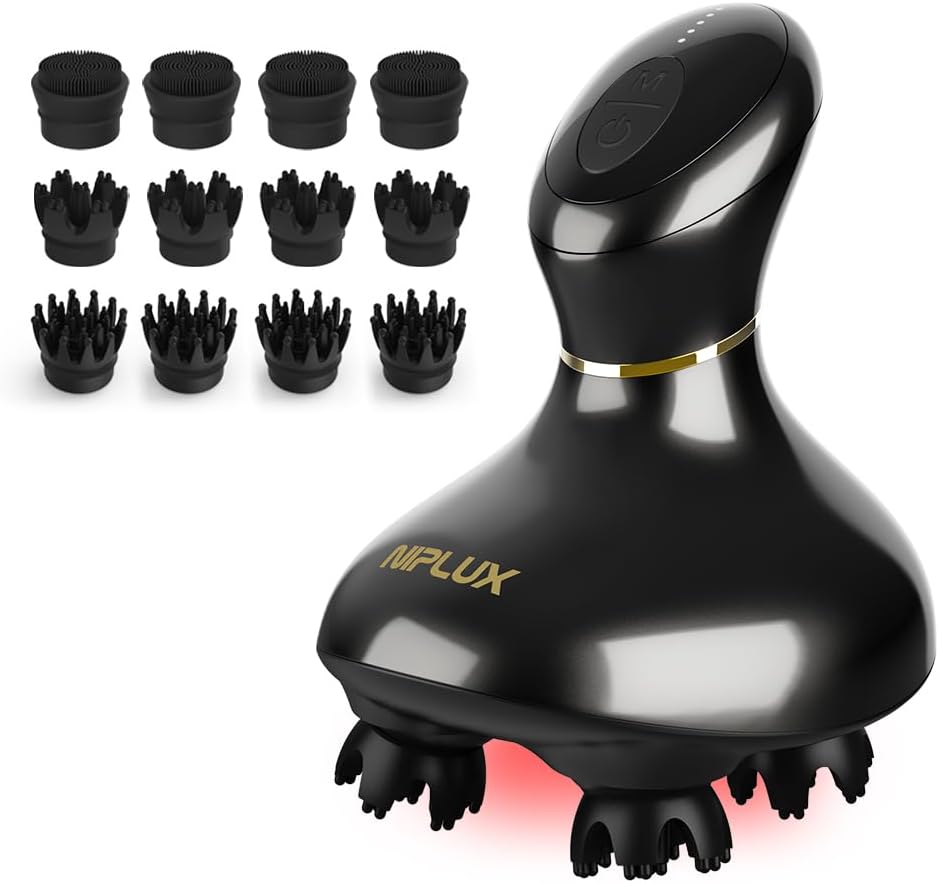 【博士監修】NIPLUX EMS HEAD SPA 電動頭皮ブラシ ヘッドスパ 株式会社日創プラス IPX7防水 3D振動 赤色LED 乾湿両用 10分タイマー コードレス 美容家電 プレゼント