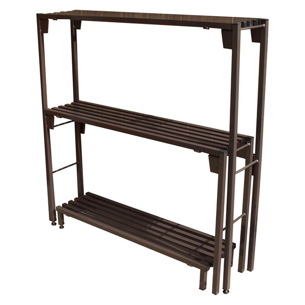 フラワースタンド (3サイズ×1セット) 防サビ加工 アジャスター付き グリーンスペース 花しま専科 日本製 (園芸 ガーデニング用品)