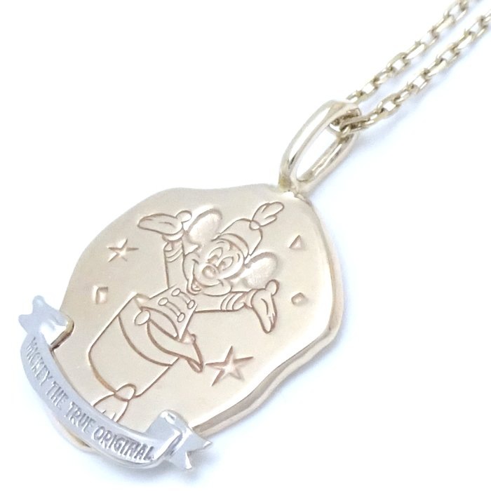 ミッキー ゴールドプレート ネックレス パレード 90周年記念 ミッキーマウス K10YGxK18WG /292909【中古】