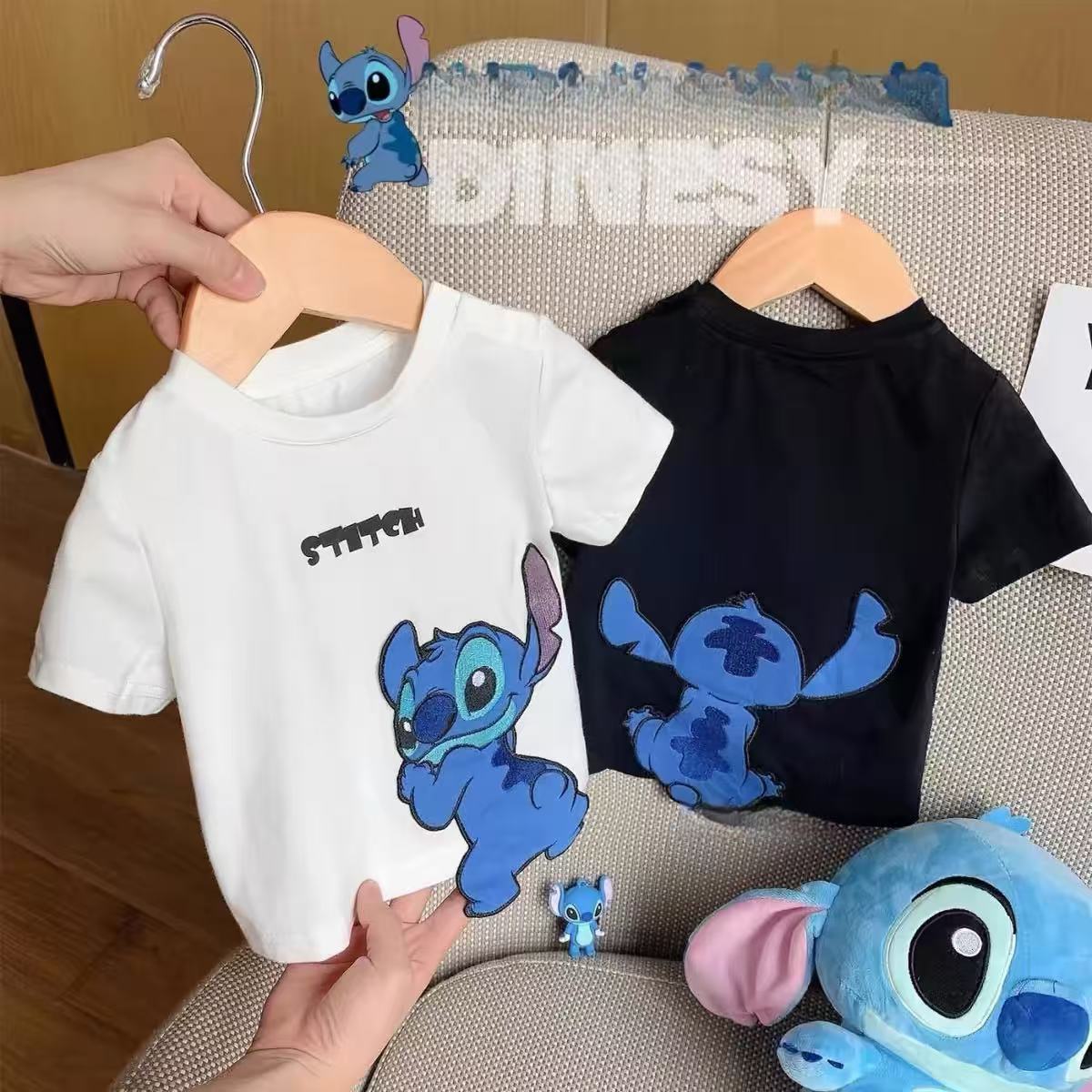 【20点セット】【急速出荷】超可愛い 綿 スティッチ 子供服 半袖 夏 Tシャツ トップス キッズ 立体 キャラクター 通学着 通園着 男の子 ベビー服 80-140cm