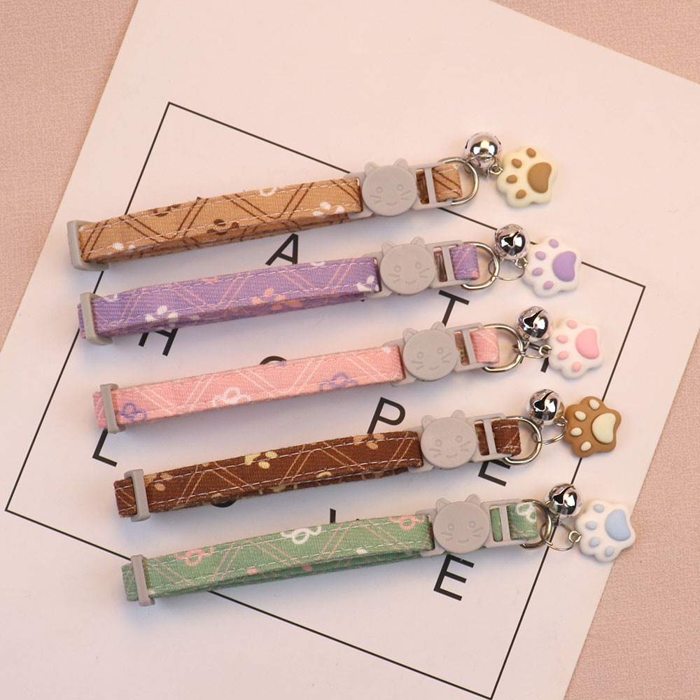 【1点ご購入 で10点プレゼントいたします】ペット首輪猫犬首輪調節可能足跡首輪中小型犬首輪アクセサリー