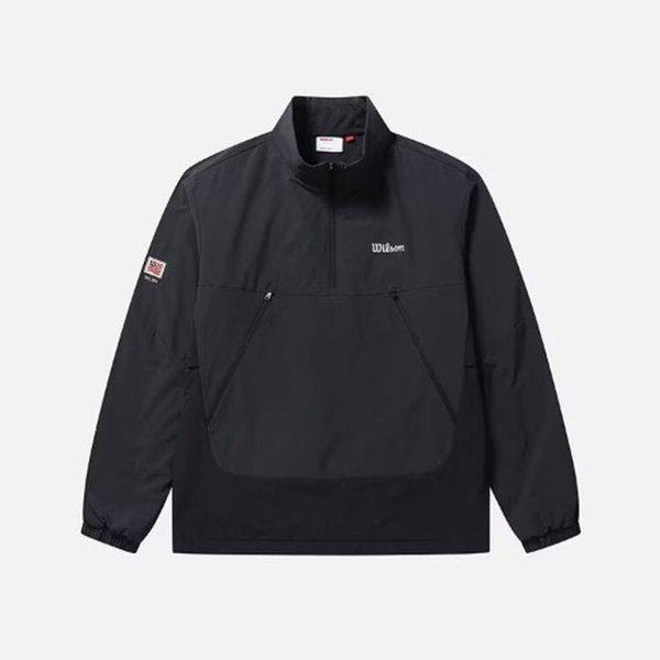 オクタ裏地ウーブンハーフジップW243001GJA92BLK