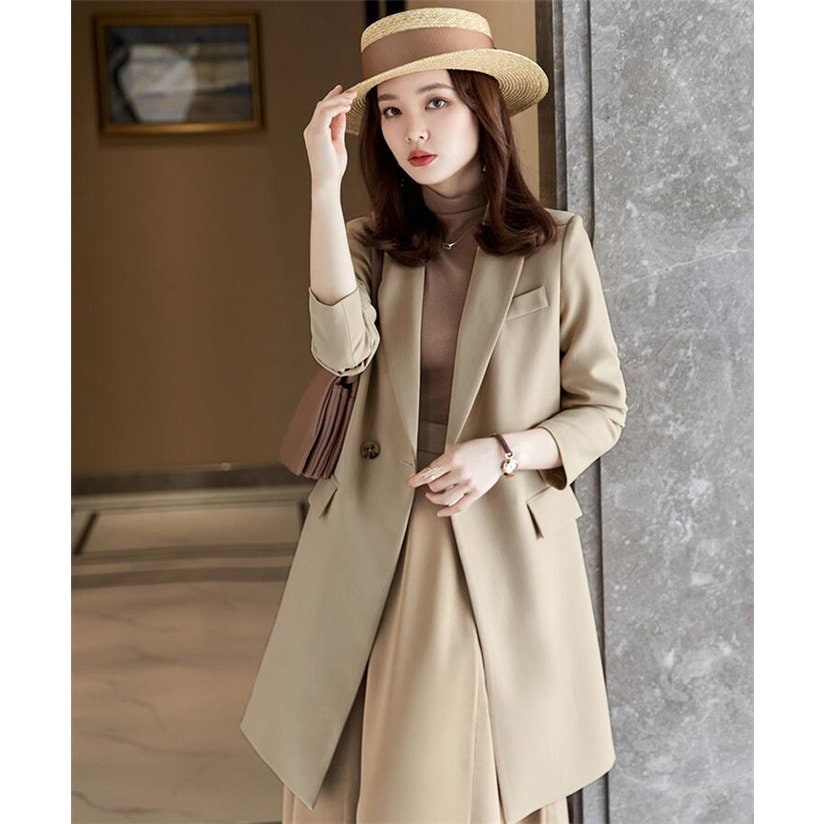 Hot!!!テーラードジャケット レディース ロング丈 トレンチコート 秋 春 チェスター アウター 5,756円