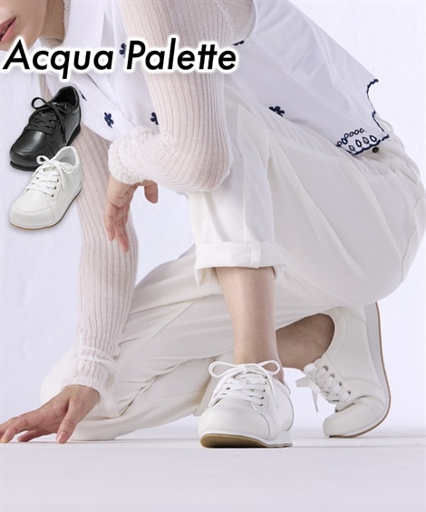 ローカットスニーカー ゆったり幅広 レースアップスニーカー ワイズ４E ACQUA PALETTE アクアパレット