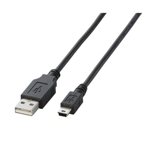 （まとめ）エレコム USB2.0ケーブル(A)オス-mini(B)オス ブラック 1.0m U2C-M10BK 1本(×5セット)