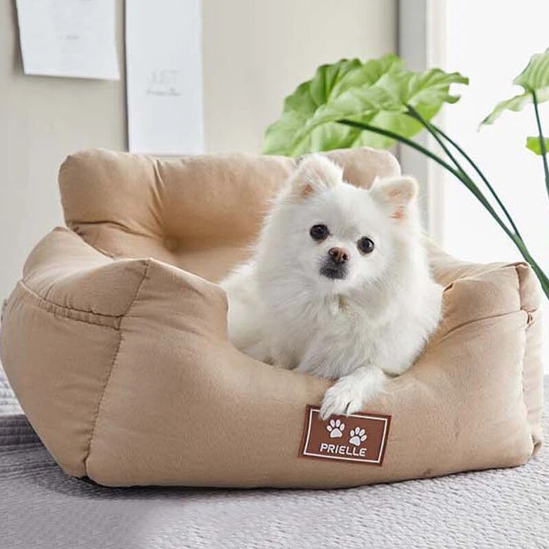 子犬用カーシートカバー,犬用安全ベルト付きペットキャリア,トラベルバスケット,小型犬用中型ペットキャリア Khaki