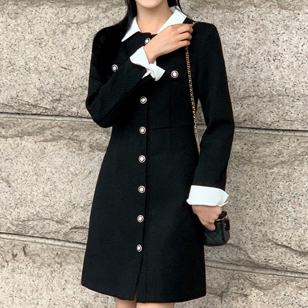 配色カラーツイードワンピース op15417