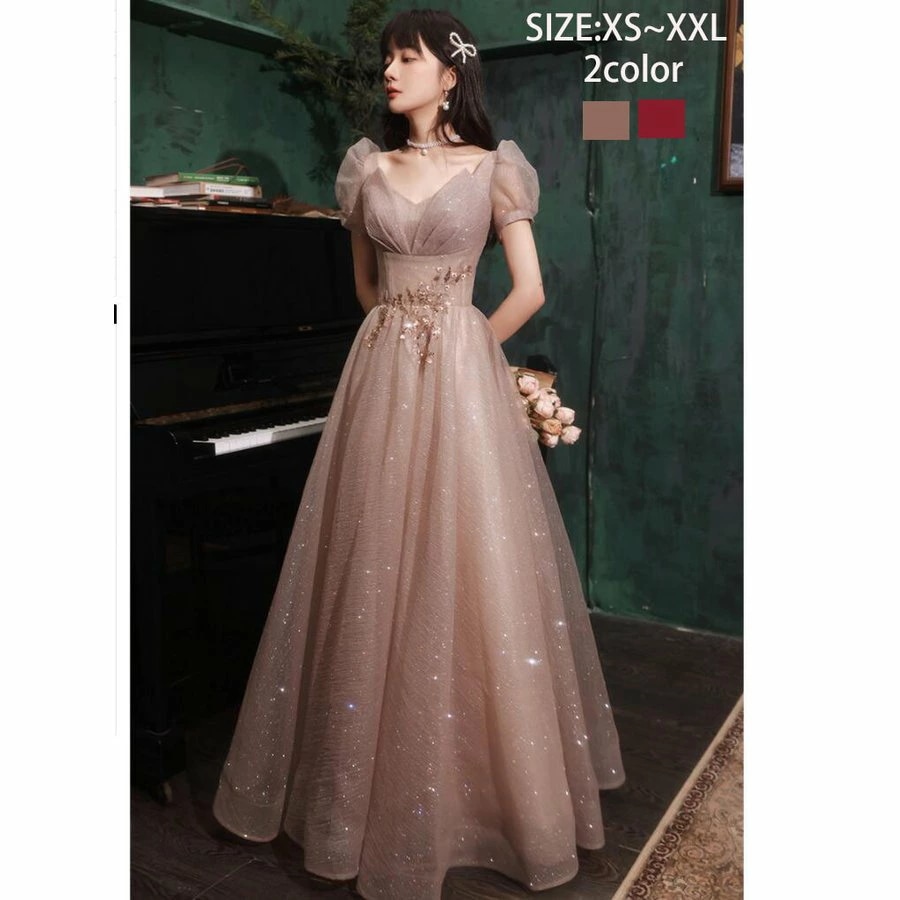 ウエディングドレス パーディードレス カラードレス Aラインドレス 演奏会 Long dress ロングドレス 二次会 披露宴 卒業式 成人式 ビアノ 20代 30代 40代 結婚式ドレス お呼ばれ