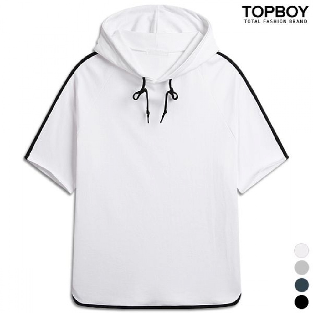 [TOPBOY] カラーマッチングラッパフード付きオーバーフィット5パートTシャツ (MZ190)