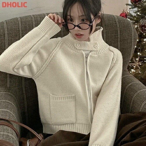 [メガ割りSALE]チンストラップハイネックジップカーディガン