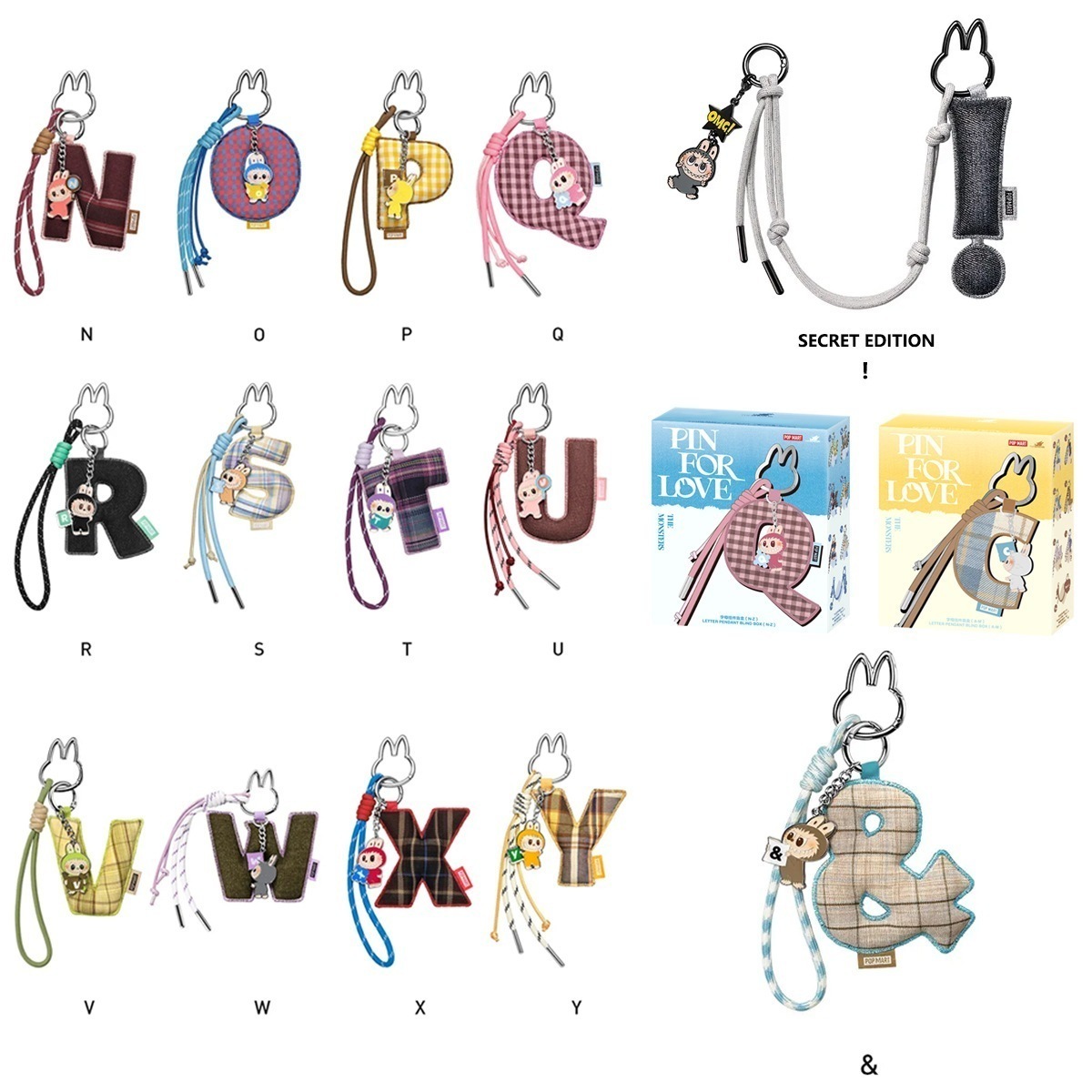 公式正規品POP MART ラブブ THE MONSTERS Pin for Love Letter Pendant(A-Z)漫画チャーム キーホルダー・ストラップ・ペンダント ブラインドボックス