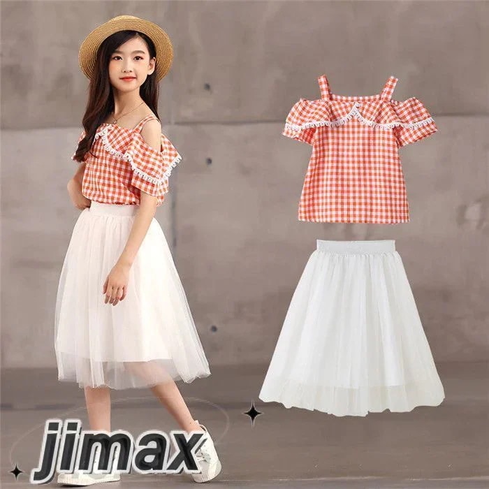 子供服 セットアップ キッズ 女の子 2点セット 半袖 シャッツ キッズファション 着 上下セット レーススカート 花柄スカート 可愛い おしゃれ 小学生 通学着 可愛い子供服 女の子 上下