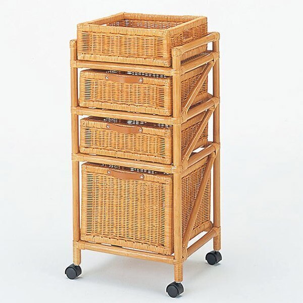 ランドリーワゴン ラタン スリムタイプ 籐家具 幅40cm 17,140円
