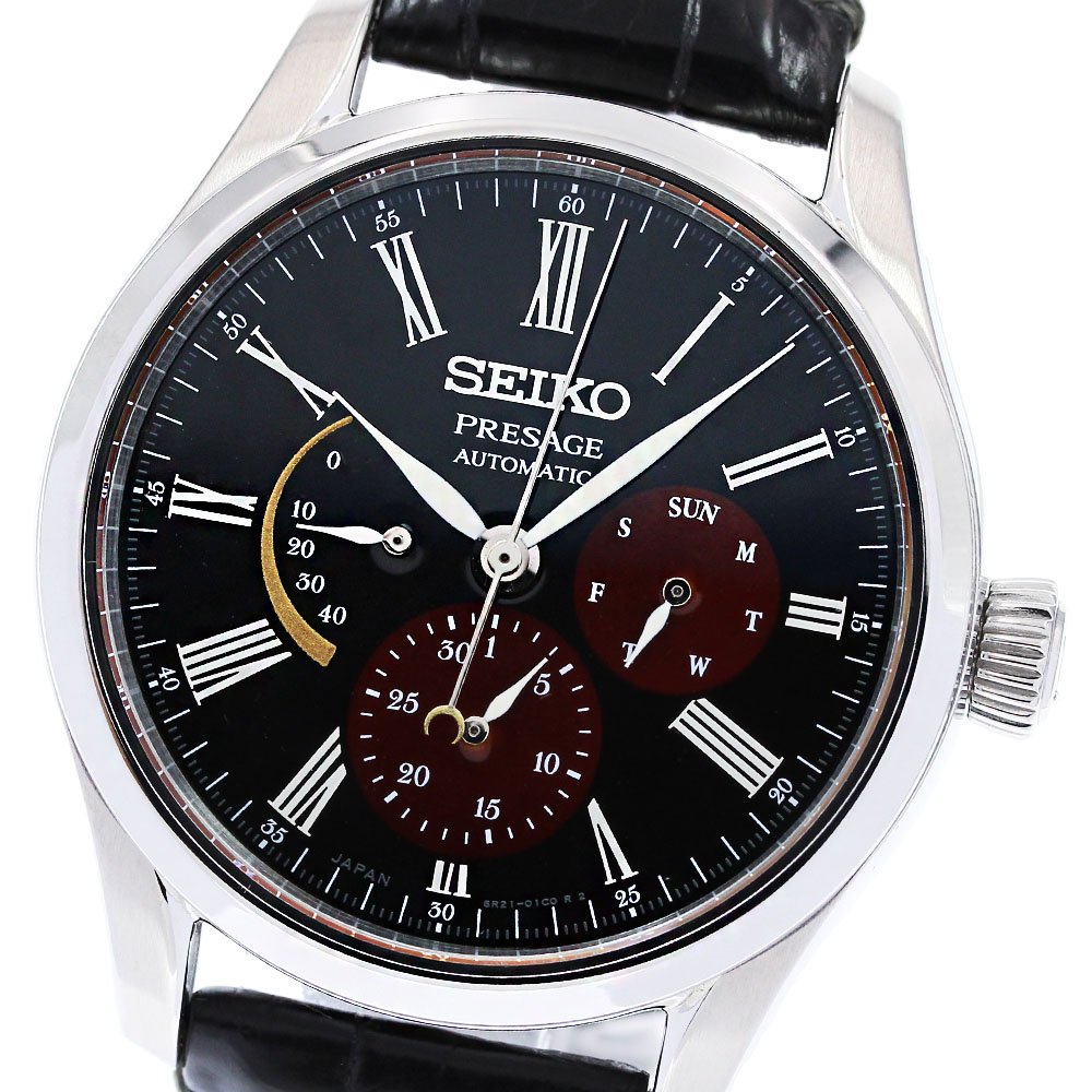 セイコー SEIKO SARW045/6R21-01F0 プレサージュ 漆・白檀塗限定モデル パワーリザーブ 自動巻き メンズ 箱・保証書付き_830049【中古】