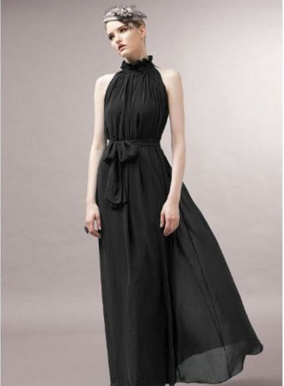 1538. ホルターネックシフォンドレス（ブラック）2019 春夏 sale 結婚式 二次会 パーティー ディナー 演奏会 同窓会 100,000円
