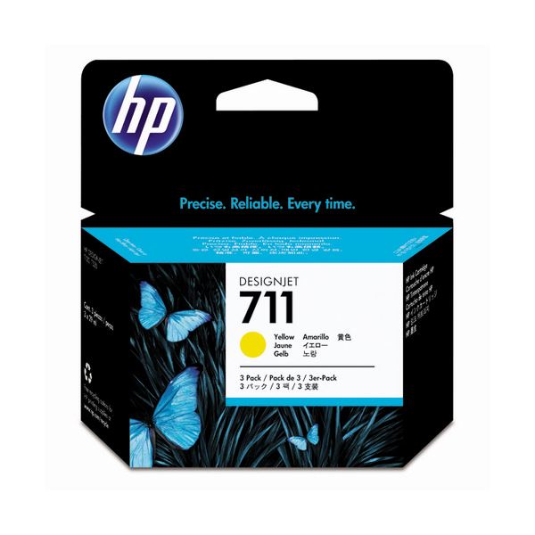 (まとめ) HP711 インクカートリッジ イエロー 29ml/個 染料系 CZ136A 1箱(3個) (×3セット)