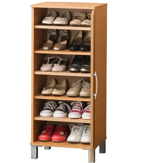 ワンドア付きのシューズボックスで靴の高さに合わせて棚の位置を調整できます【ワンドア シューズボックス（NA）】