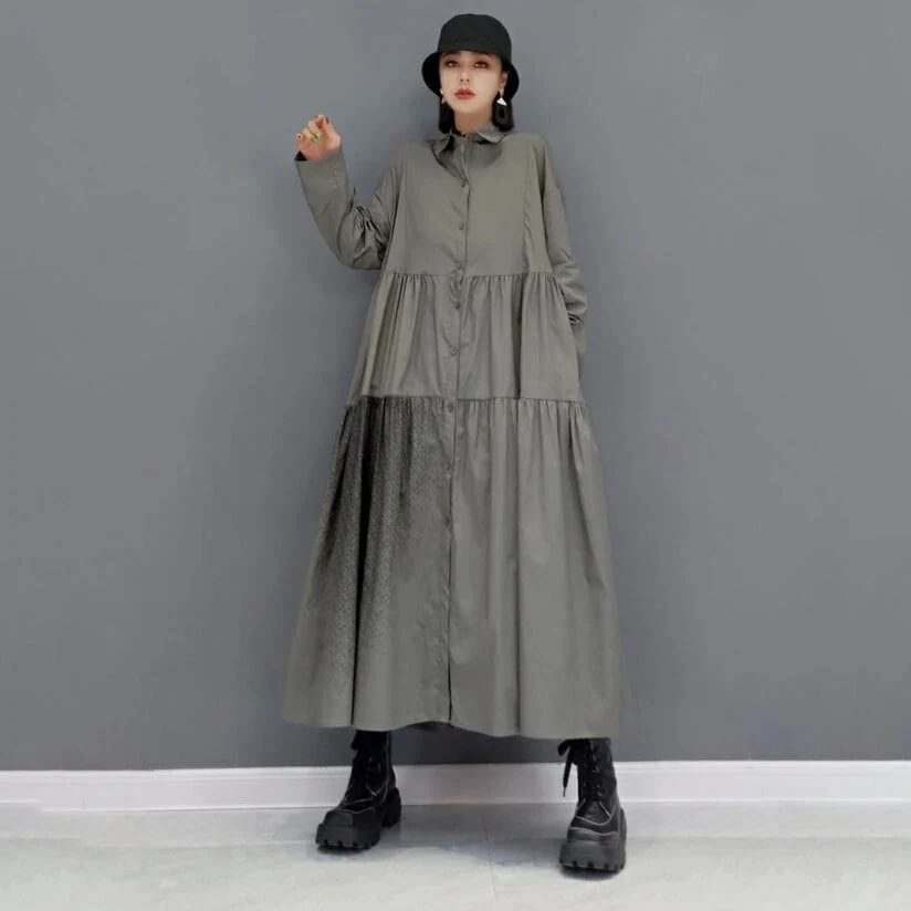 2024春のワンピース日系 気質 グラーデション ワンピース シンプル ロングスカート カジュアル おしゃれ 秋 冬