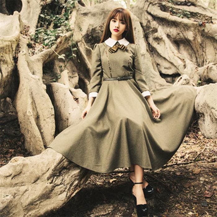 人気商品 本日のプロモーション 制服 女子高生 JK学生服 レトロワンピース ロリータ 学園風 長袖 ロング丈 ロングワンピ ミモレ 通学 大人 通勤 普段着 lolita コスプレ 衣装 復古風ワン 4,829円
