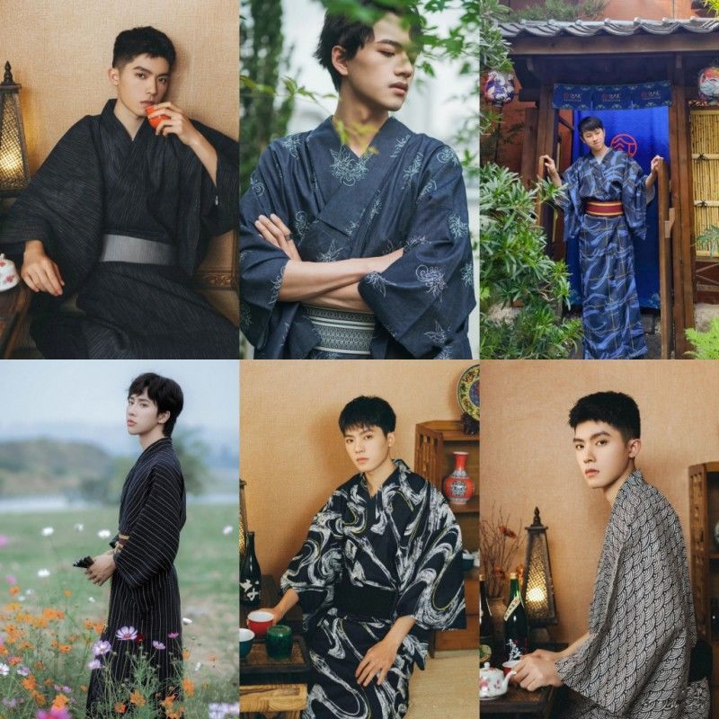 着物男性正装服バスローブ男性 文化祭 上品 夏 メカ割 浴衣 ゆかた 花火 服着せ替え 花柄