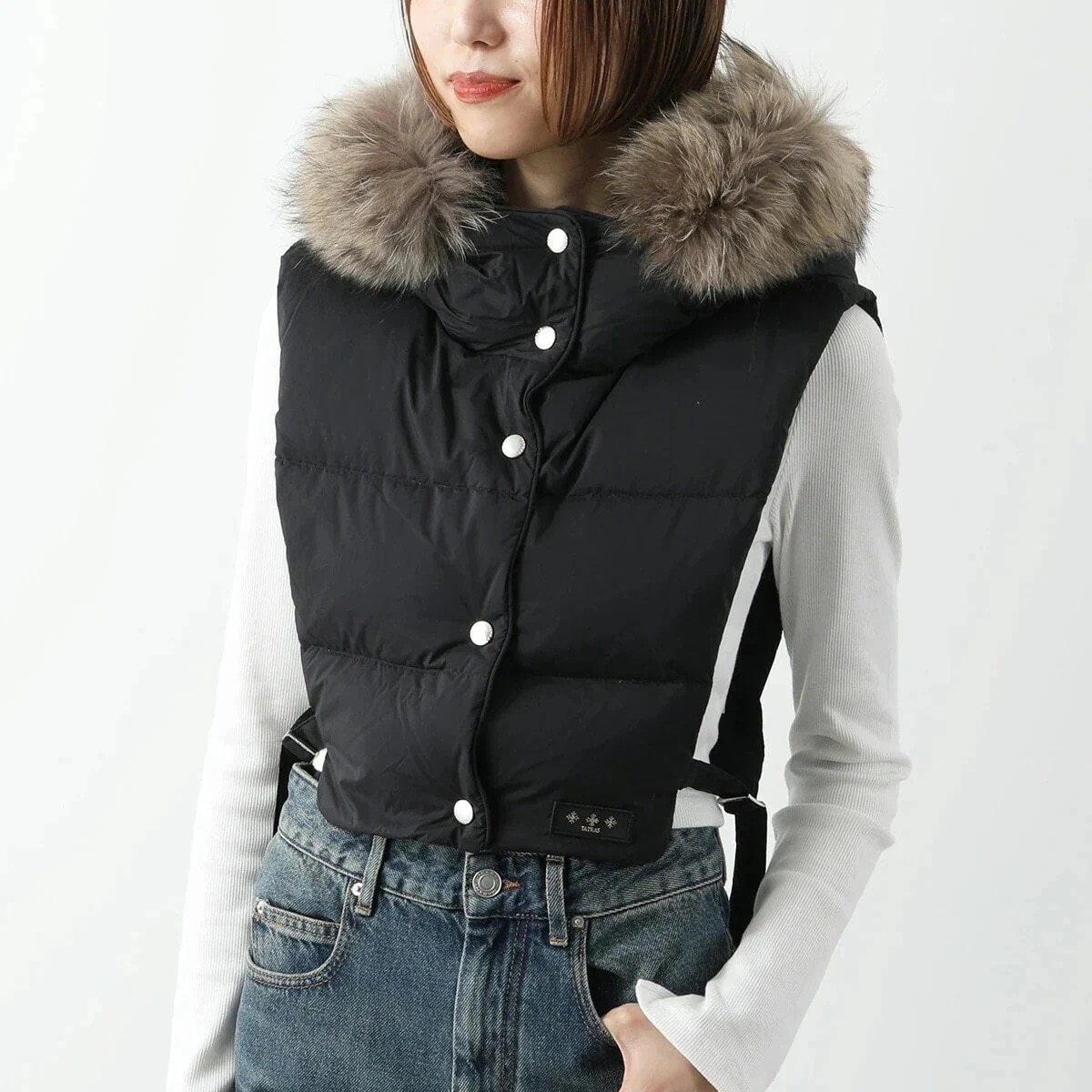 TATRAS タトラス ダウンベスト ANTOTE LTME24A1701-Z レディース ファー付 ダウンフードパーツ BLACK