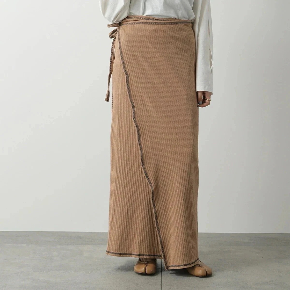 BASERANGE ベースレンジ ロングスカート BRIG PUNICA SKIRT SKBP CH レディース リブ ラップスカート 巻きスカート BRICK 【mega】