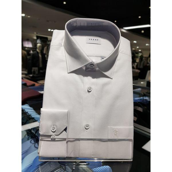 S S カラー配色 綿混紡 ソリッド レギュラーフィット 長袖シャツ YJESBR110WH_P415177423