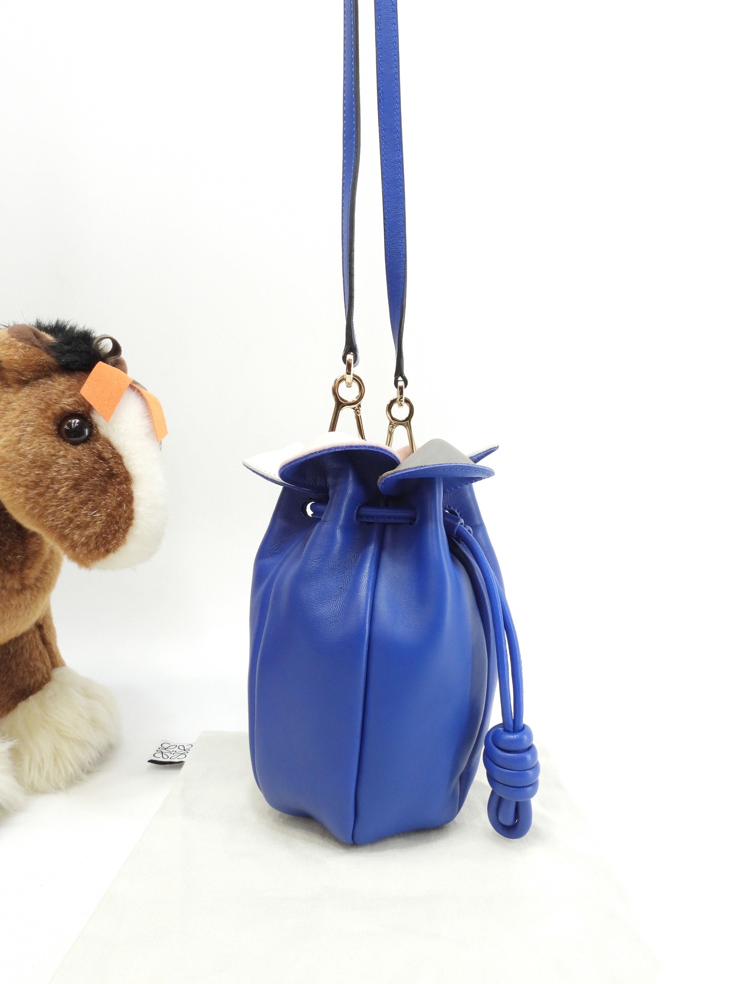 マイクロペタルバッグ フラメンコ レザー青 クロスボディバッグ ポシェット 極美品@061508