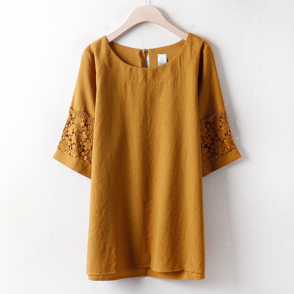 服韓国服ファッション大きいサイズ花レースブラウスDD2806M807 real bigsize korea fashion