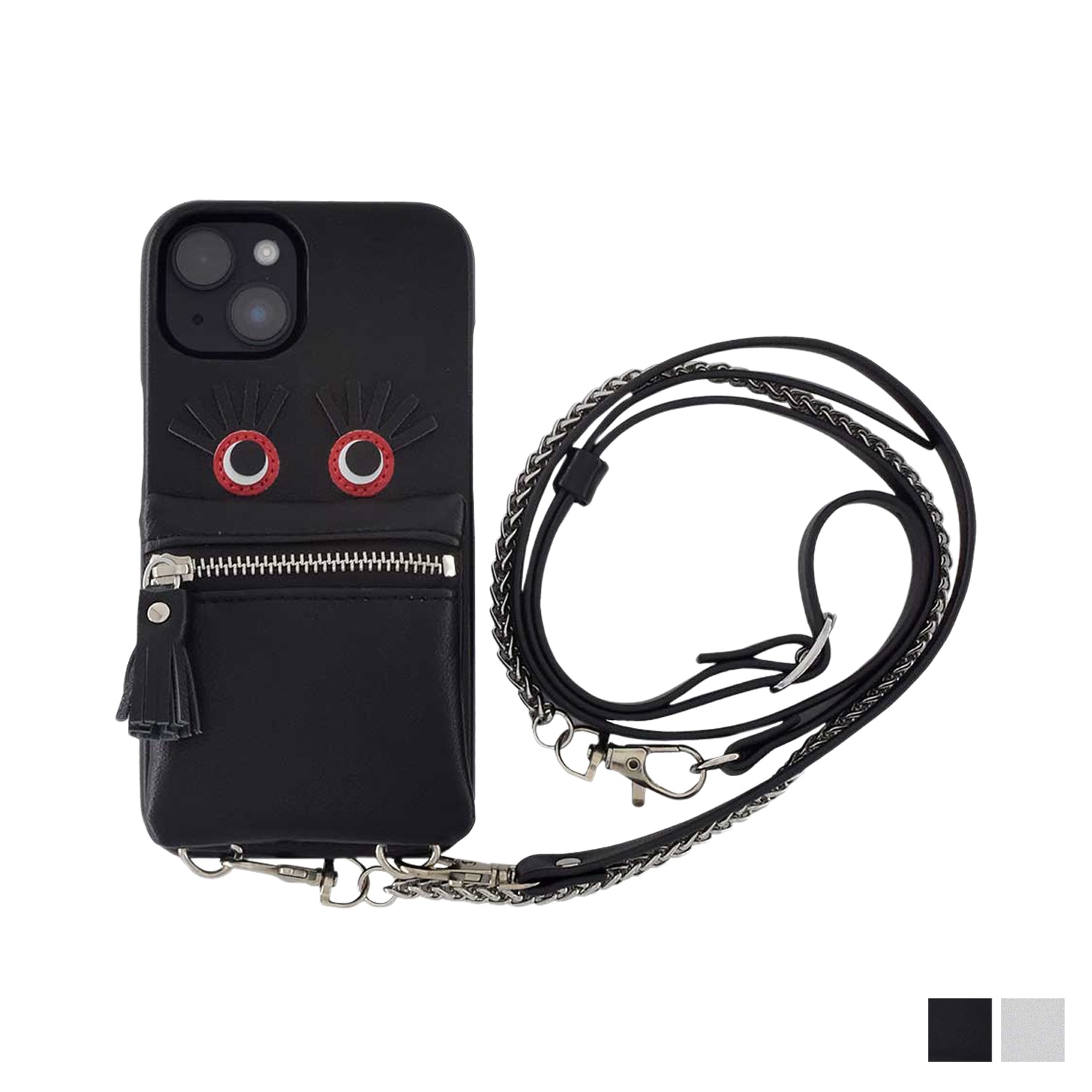 アイフォン 14 13 スマホケース スマホショルダー 携帯 フォローミー レディース ブラック シルバー 黒 IP23M-2SF