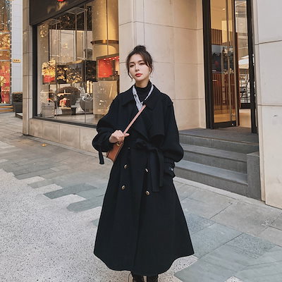 高級な質感 チェスターコート レディース コート ロングコート 体型カバー 秋 秋冬 冬 黒 コー