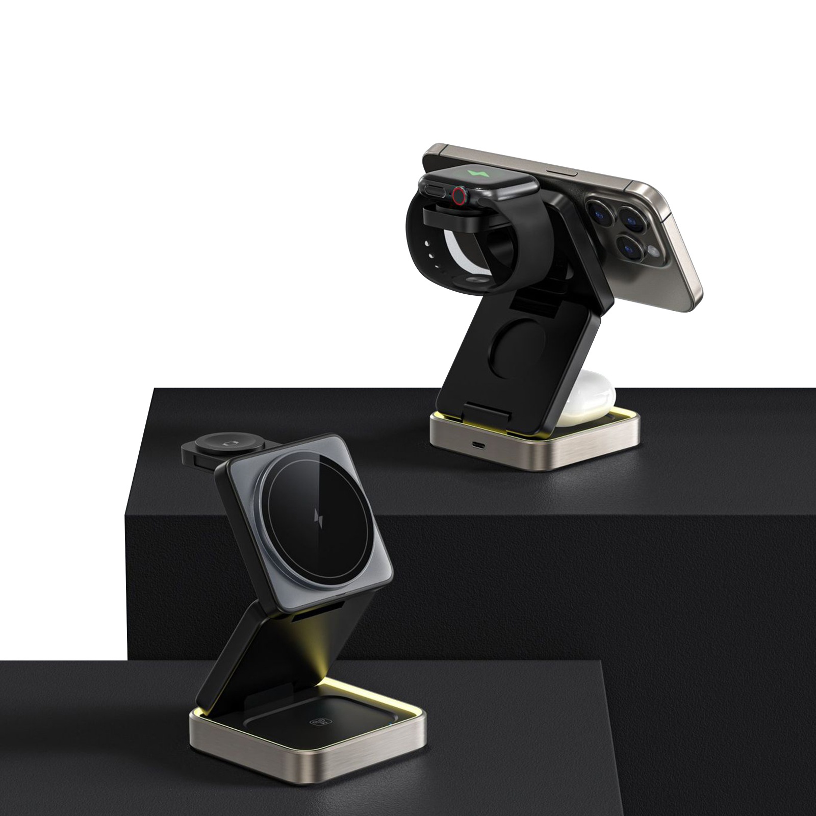 【即日発送】MagSafe ワイヤレス充電器 折りたたみ 3in1 マグネット式 QI 充電 スマホスタンド iPhone12~16 Airpods pro iWatch 15W