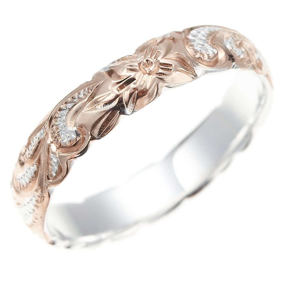 リング レディース ハワイアンジュエリー ピンクゴールド シルバー925製 サイズ展開豊富 Hawaii プルメリア スクロール 波 ピンキーリング 小指 指輪 プレゼント用 メンズ ペア 6,316円