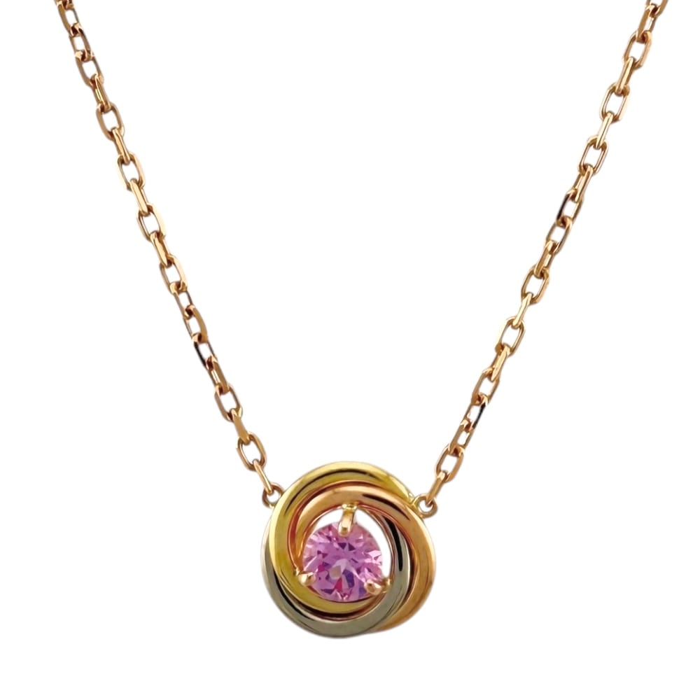 カルティエ ベビートリニティ ネックレス 18金 K18ピンクゴールド ピンクサファイア CARTIER 中古 美品