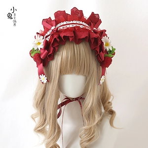 ロリータ ストロベリーファンタジー ロリータ ヘッドドレス ダークレッド ストロベリー カシャとヘアバンド スイート ヘアアクセサリー