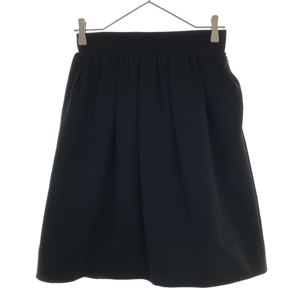 三陽商会 ミディ丈 ギャザースカート 36 ブラック サイドジップ レディース