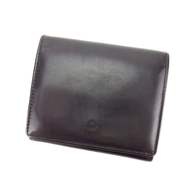 Wホック財布 ミニサイズ ロゴ ブラック 中古