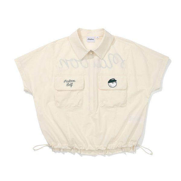 [マルボン公式] ハーフジップ ウーブン ベスト IVORY (WOMAN)