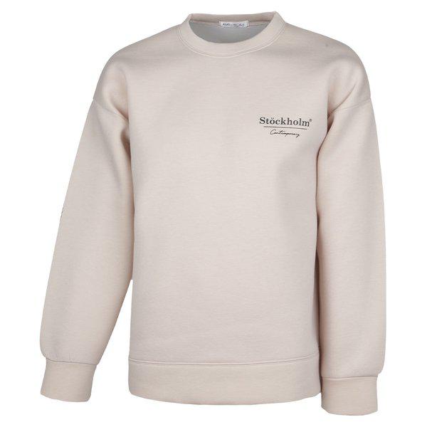 メンズルーズフィットストックネオプレンマンツーマンTシャツRB-TSA-Q009-ベージュ