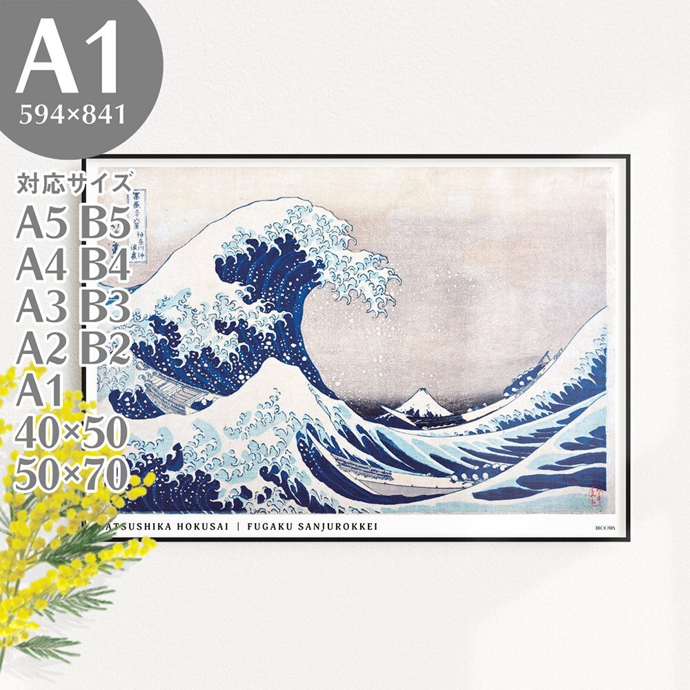 A1 アートポスター 葛飾北斎 富嶽三十六景 神奈川沖浪裏 和モダン 浮世絵 AP041-A1