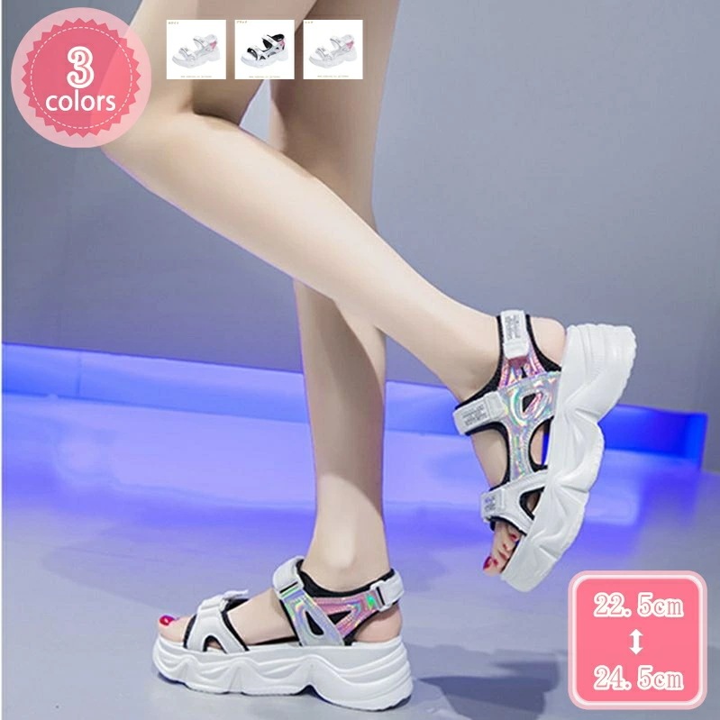 777円OFFクーポン 厚底サンダル スポーツサンダル マジックテープ 走れる 歩きやすい レディースシューズ 軽量 学生 スニーカー スポーツシューズ 楽ちん アンクルストラップ 履きやすい 疲れな