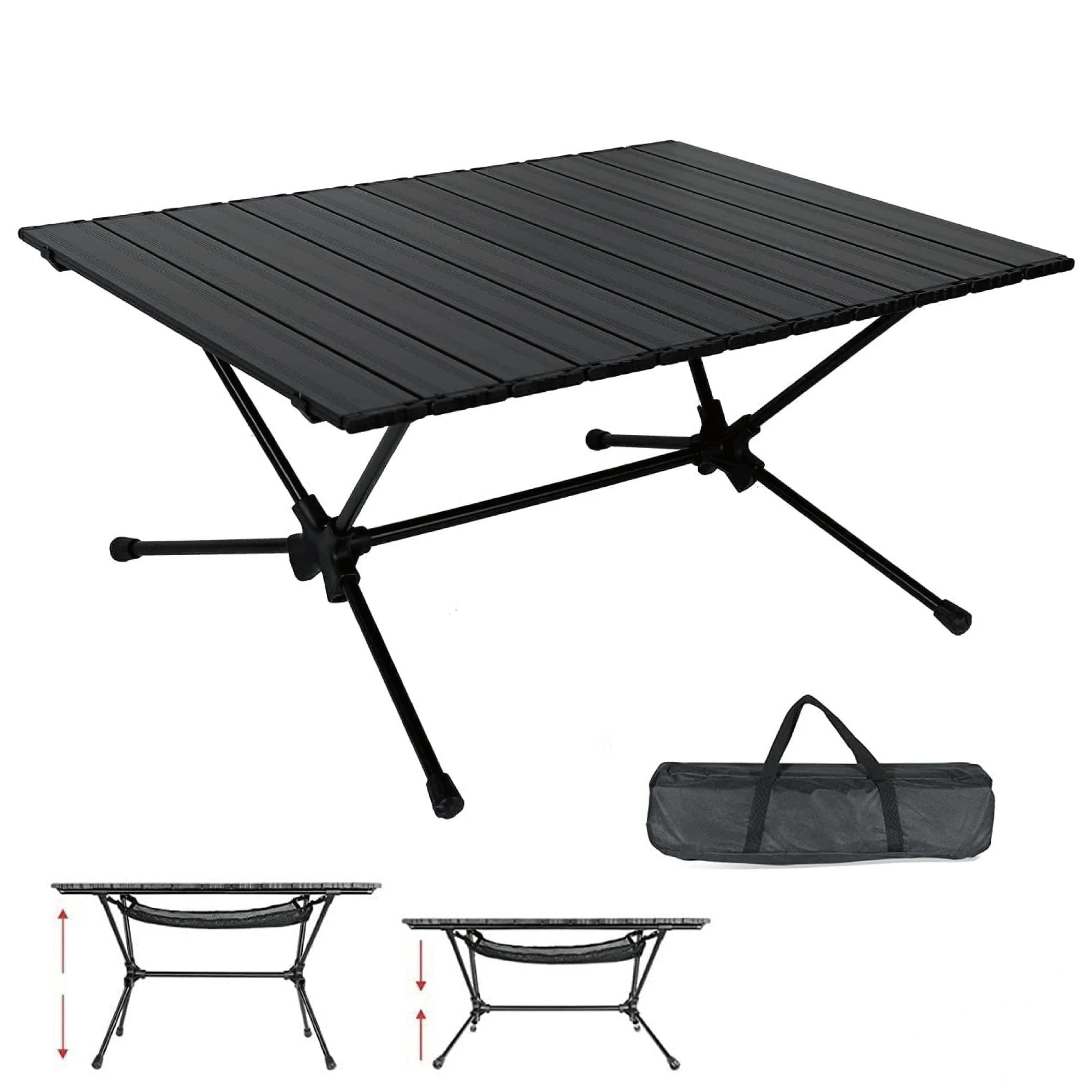 アウトドアロールテーブル 二段高度調節 キャンプテーブル 大きめ 幅75ｘ奥行55cm 折りたたみ キャンプ ピクニック テーブル コンパクト 収納 キャリーバッグ付き アルミ製 軽量 耐熱 6,908円
